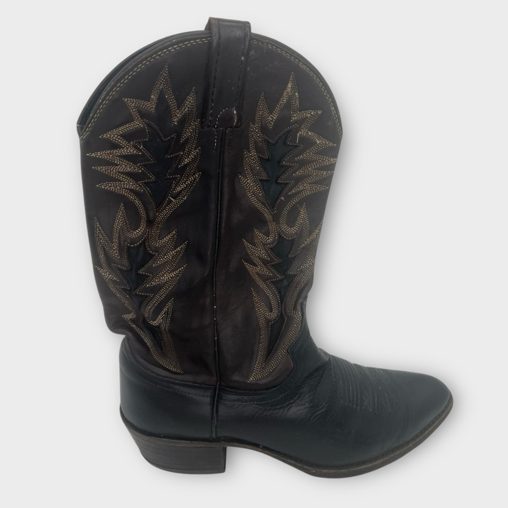 Dan Post Black Leather Cowboy Boots Size 10 Good‎ Condition! Classic